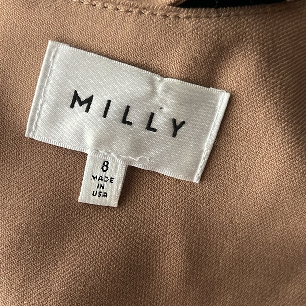 MILLY Elegant Tan Wool Sleeveless Dress - Picture 9 of 11